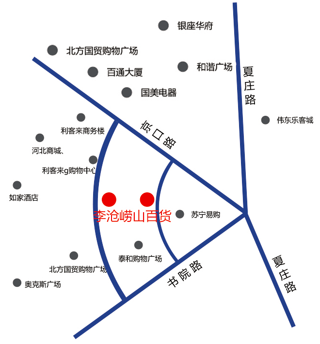 崂山百货双子屏 点位位置示意